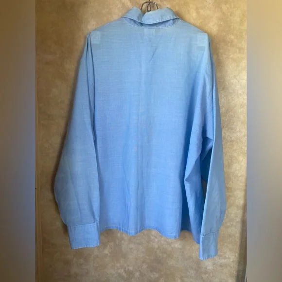 Vintage Kmart Permanent Press Double Pocket Button Front Shirt Lite Blue 70s 80s - Picture 2 of 7